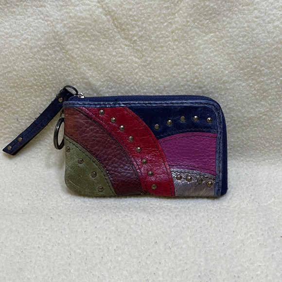 Fossil Accessories - Fossil multicolor studded leather coin purse with key ring